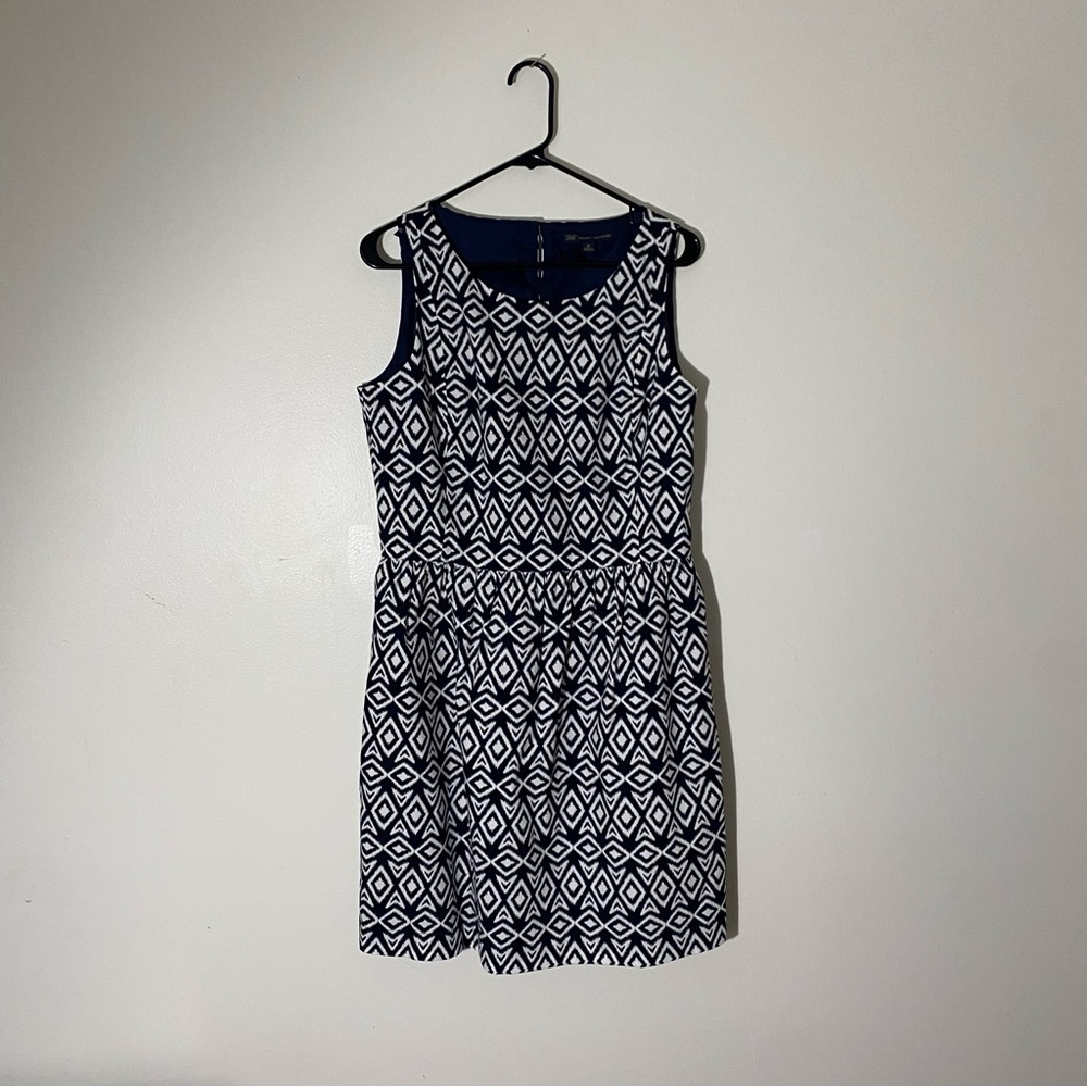 “346” Brooks Brothers Women’s Navy and White Geometric Sleeveless Dress Size 14